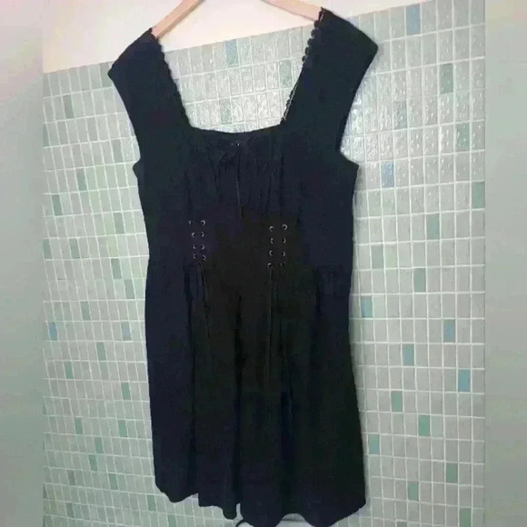 Torrid Black Laceup Dress Corset Babydoll Tulle Goth Steampunk Victorian - Picture 10 of 15